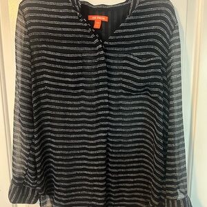 Joe Fresh Women's Navy and White Patterned Blouse